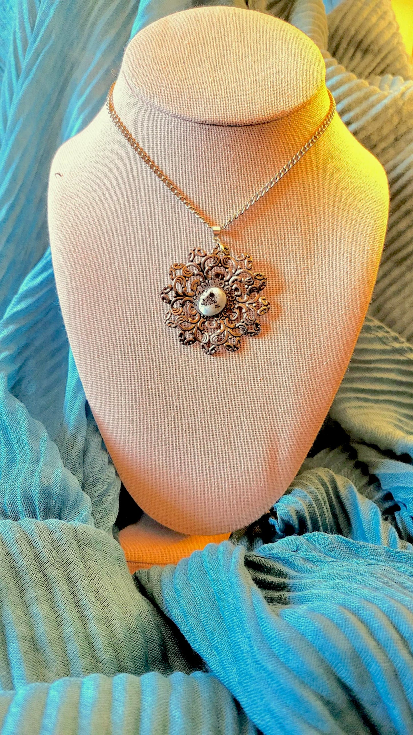 Larimar Medallion Pendant Necklace