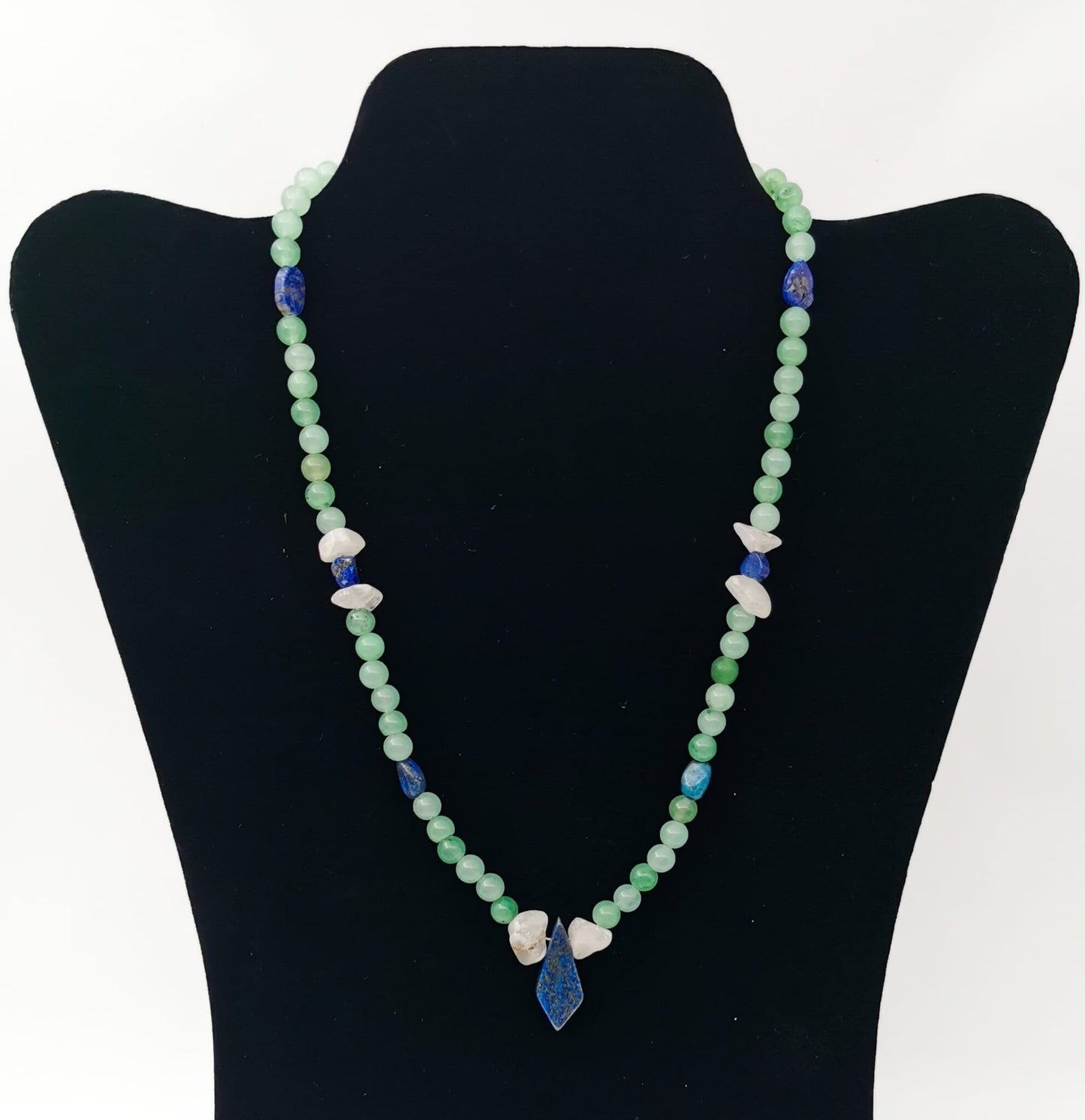 Green Aventurine, Lapis, And Moonstone Necklace - Strings Handmade