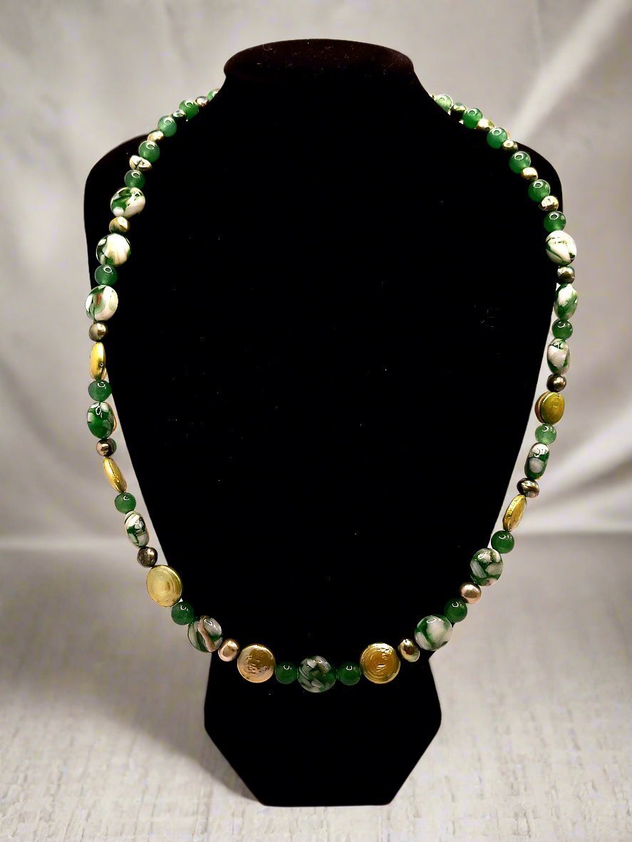 Green Mother Of Pearl Necklace - Strings Handmade