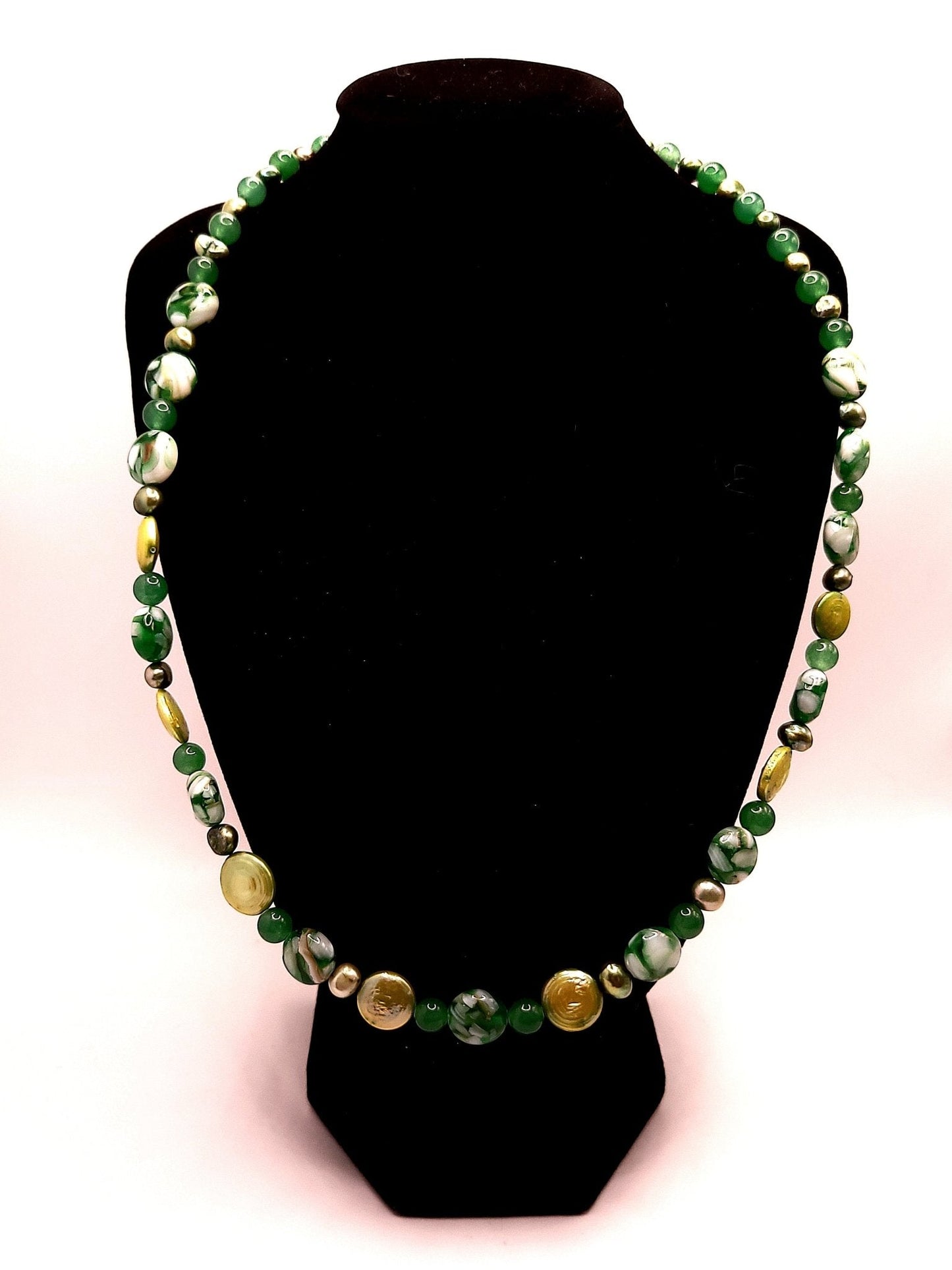 Green Mother Of Pearl Necklace - Strings Handmade