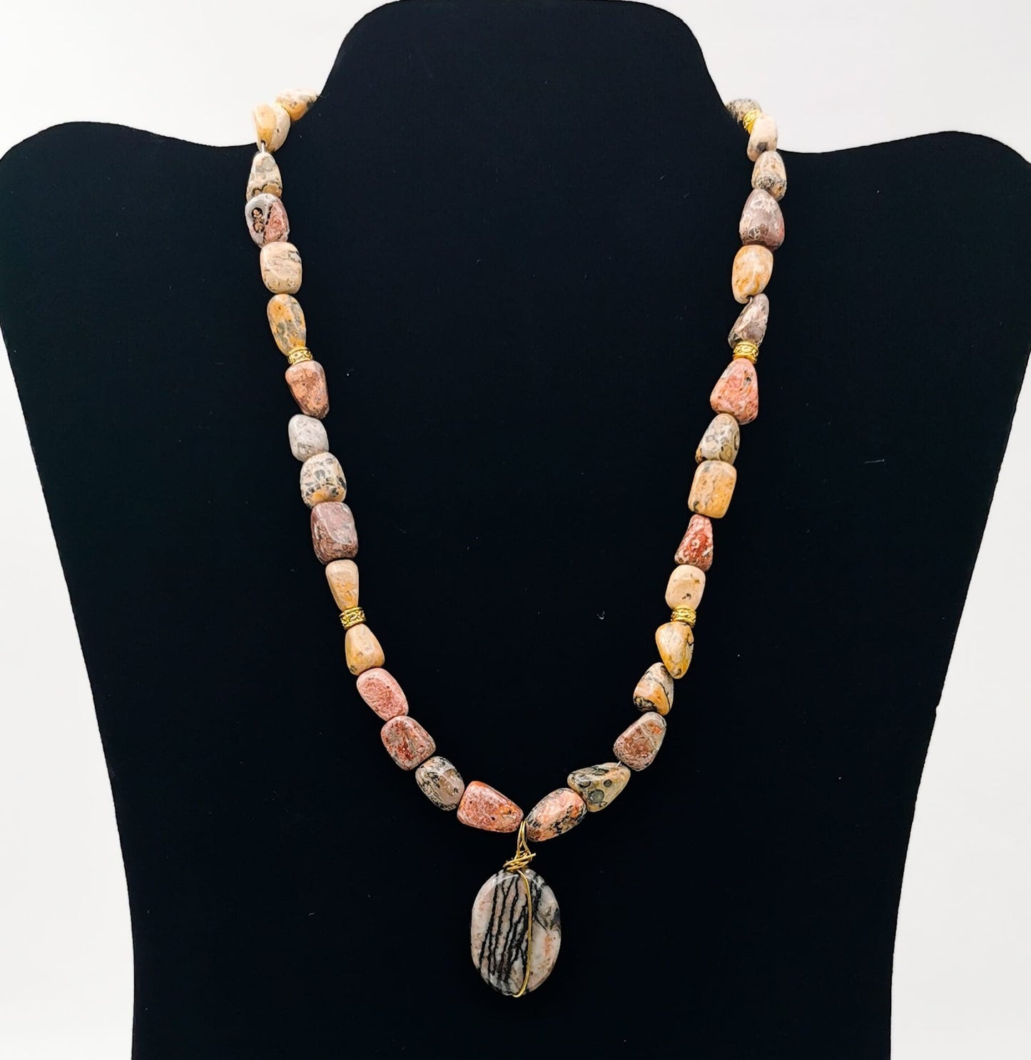 Jasper Necklace with Pendant - Strings Handmade