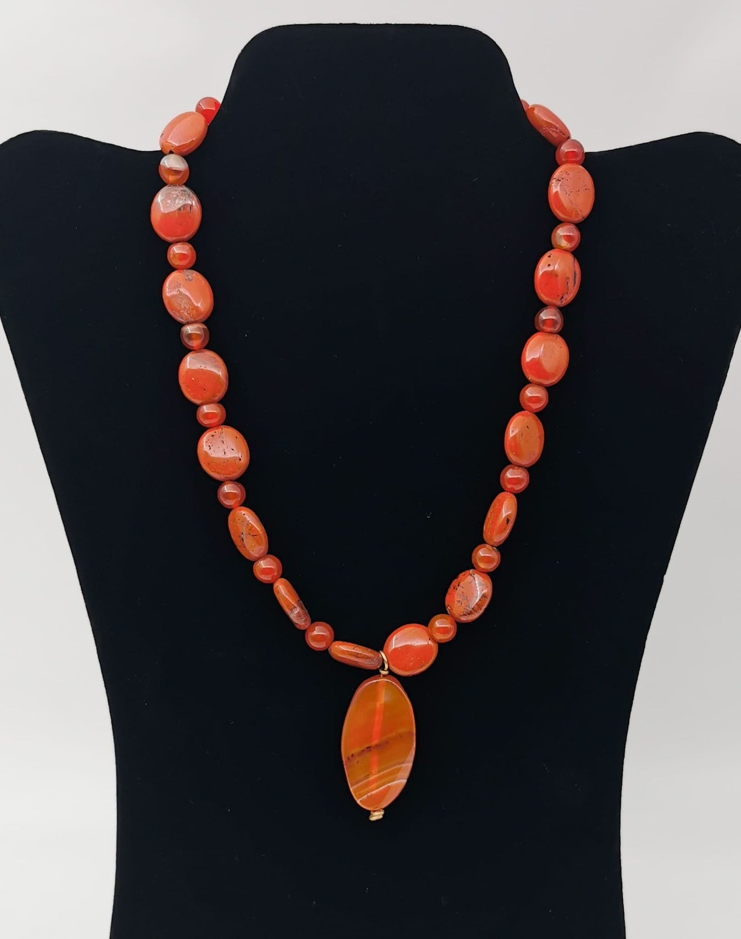Red Jasper Necklace With Pendant - Strings Handmade