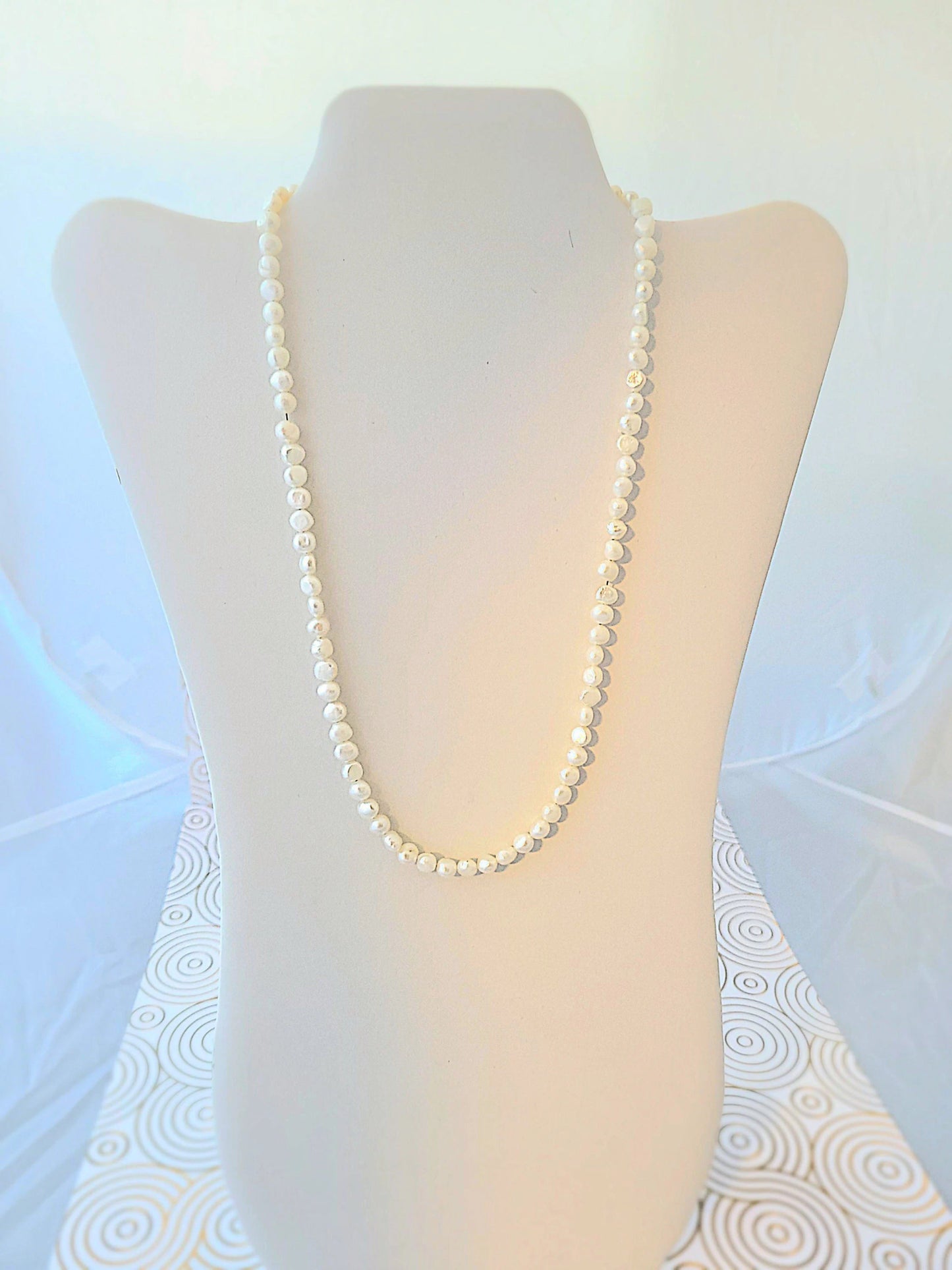White Pearl Necklace - Strings Handmade