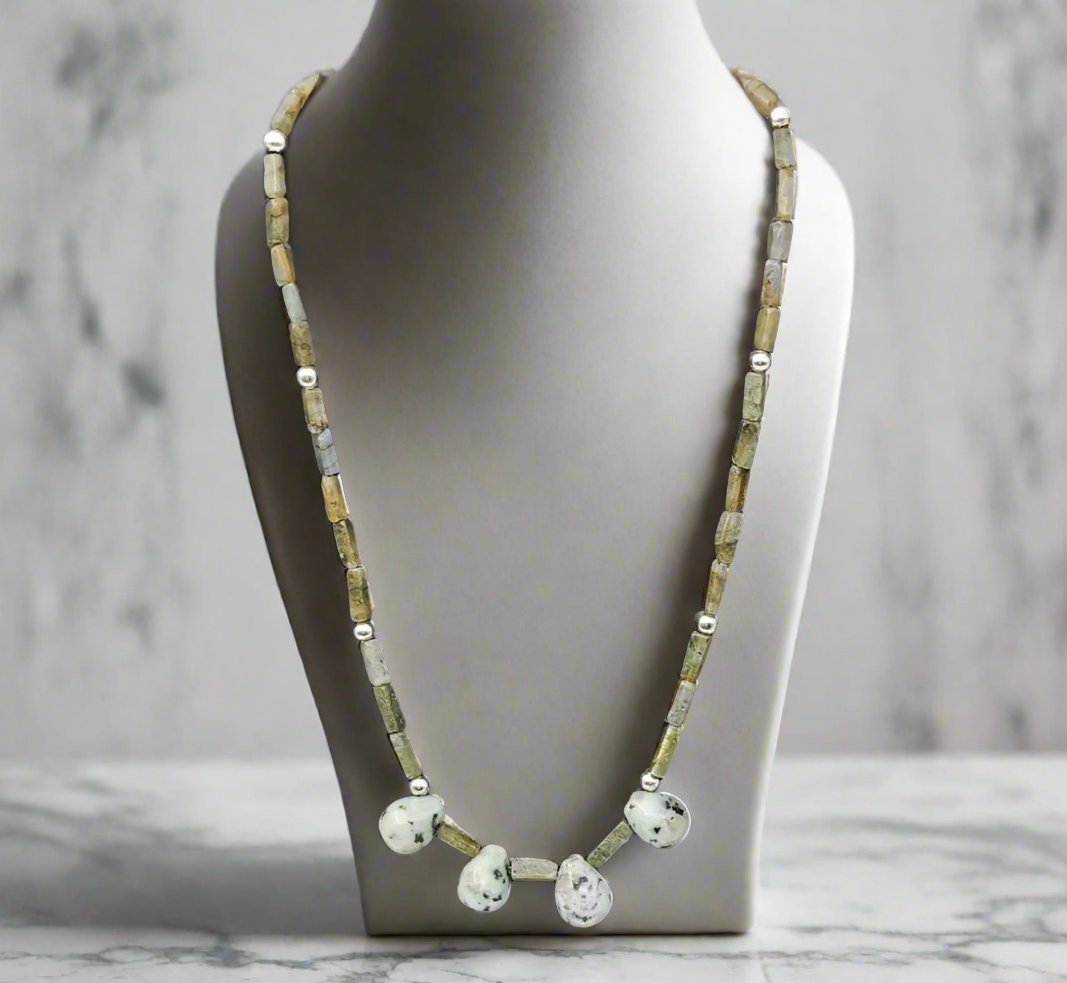 Labradorite And Sesame Jasper Statement Necklace - Strings Handmade