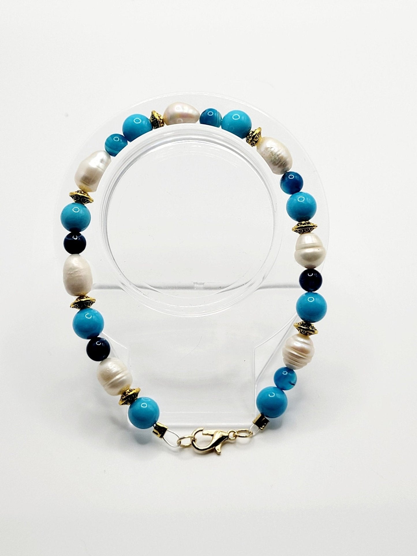 Pearl, Apatite, and Quartzite Bracelet - Strings Handmade