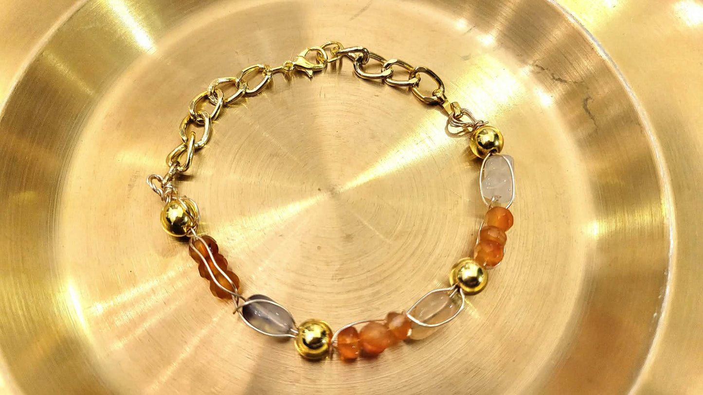 Wire-wrapped Sunstone Bracelet
