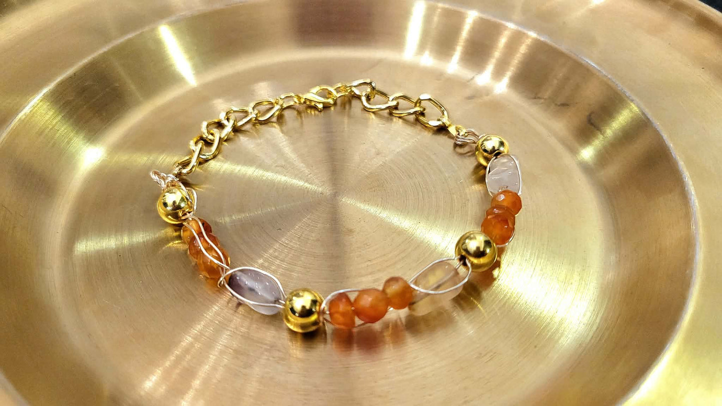 Wire-wrapped Sunstone Bracelet
