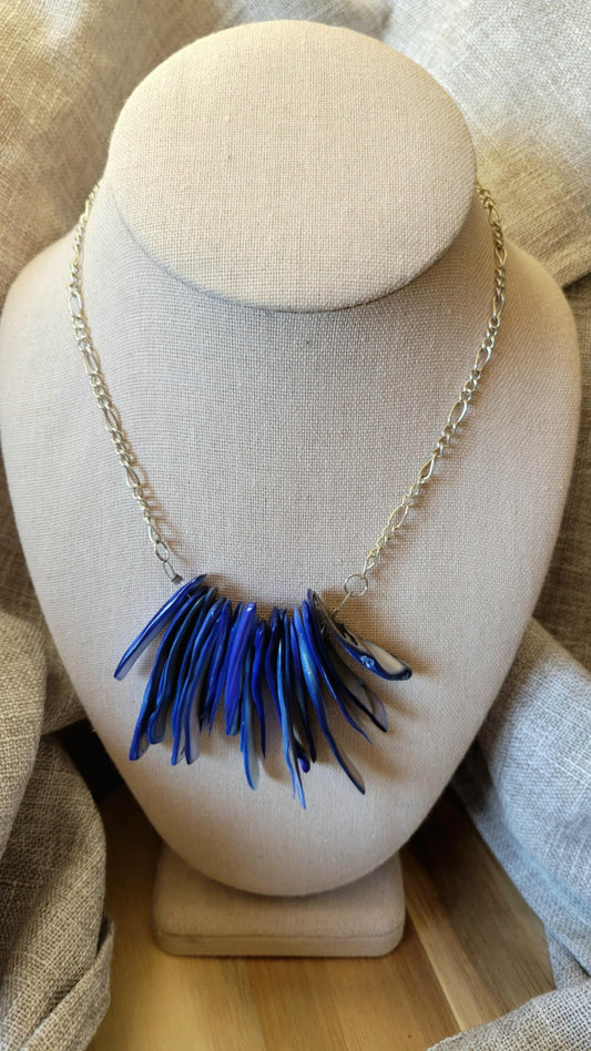 Blue Mother of Pearl Statement Necklace
