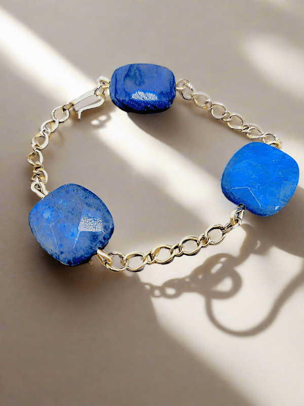 Blue Gemstone Station Bracelet - Strings Handmade
