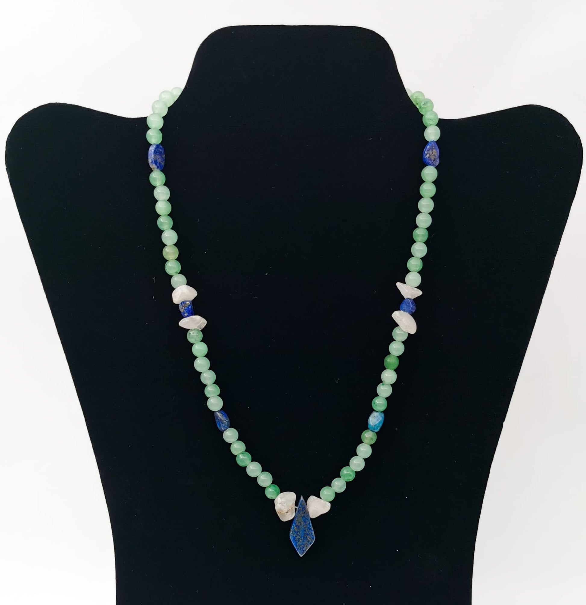 Green Aventurine, Lapis, And Moonstone Necklace - Strings Handmade