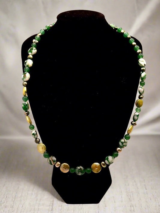 Green Mother Of Pearl Necklace - Strings Handmade