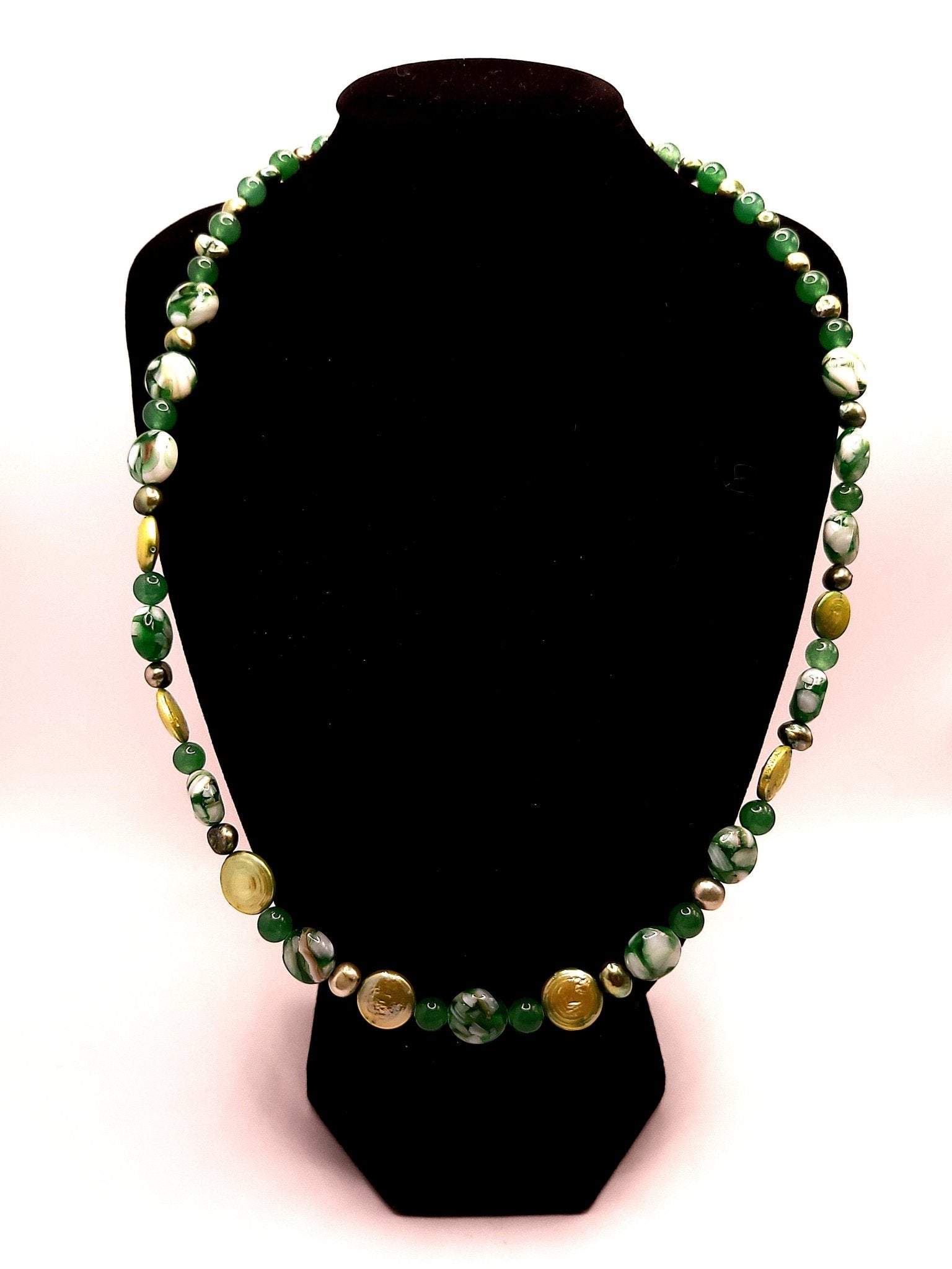 Green Mother Of Pearl Necklace - Strings Handmade