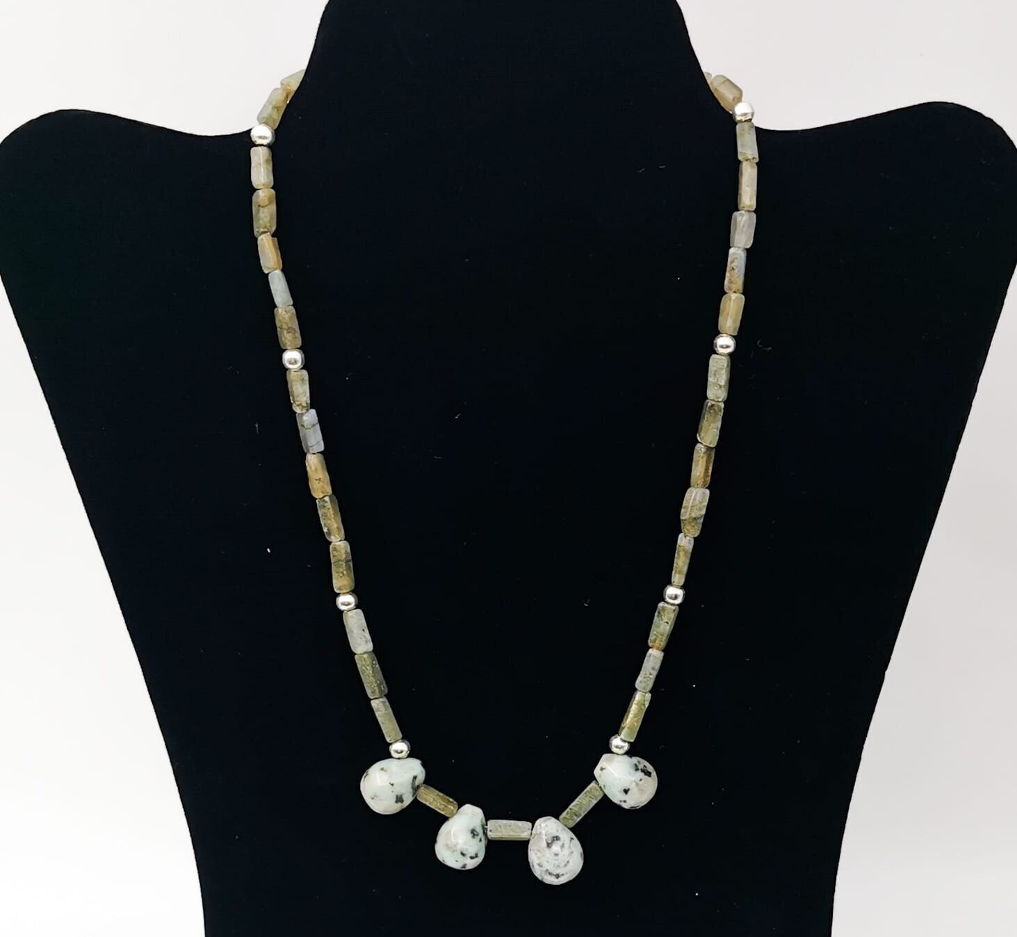 Labradorite And Sesame Jasper Statement Necklace - Strings Handmade