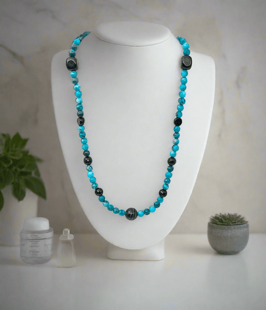 Ocean Jasper And Black Agate Necklace - Strings Handmade