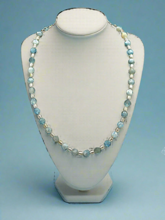 Aquamarine Beaded Necklace - Strings Handmade