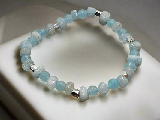 Aquamarine Stretch Bracelet - Strings Handmade