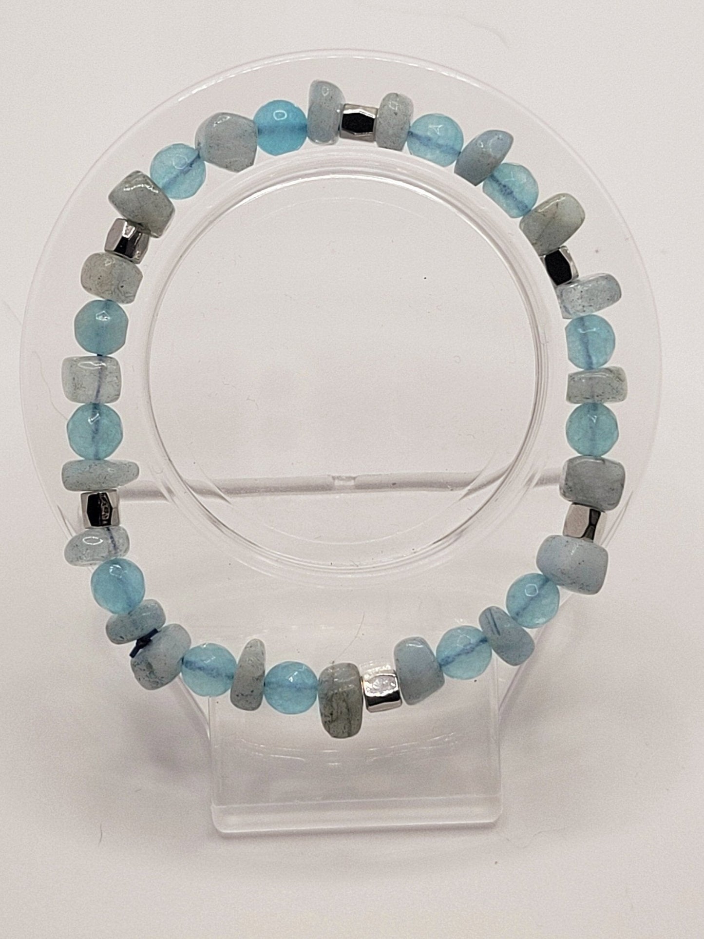Aquamarine Stretch Bracelet - Strings Handmade