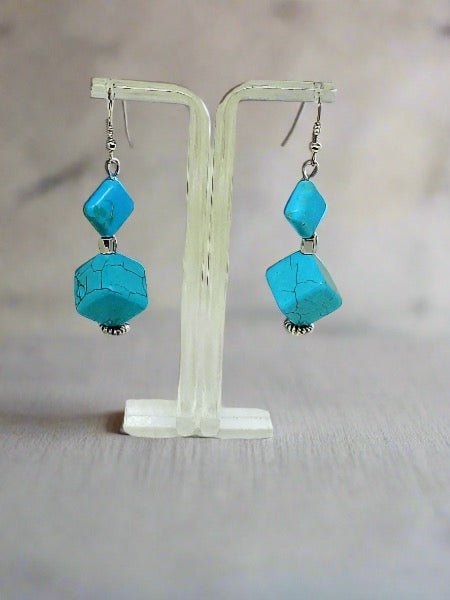 Blue Magnesite Drop Earrings - Strings Handmade