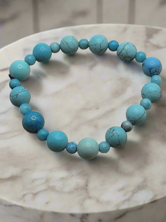 Blue Magnesite Stretch Bracelet - Strings Handmade