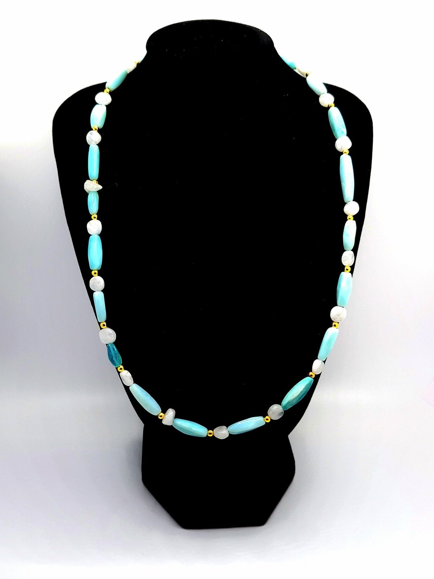 Elegant Blue Opal Necklace For Women - Strings Handmade