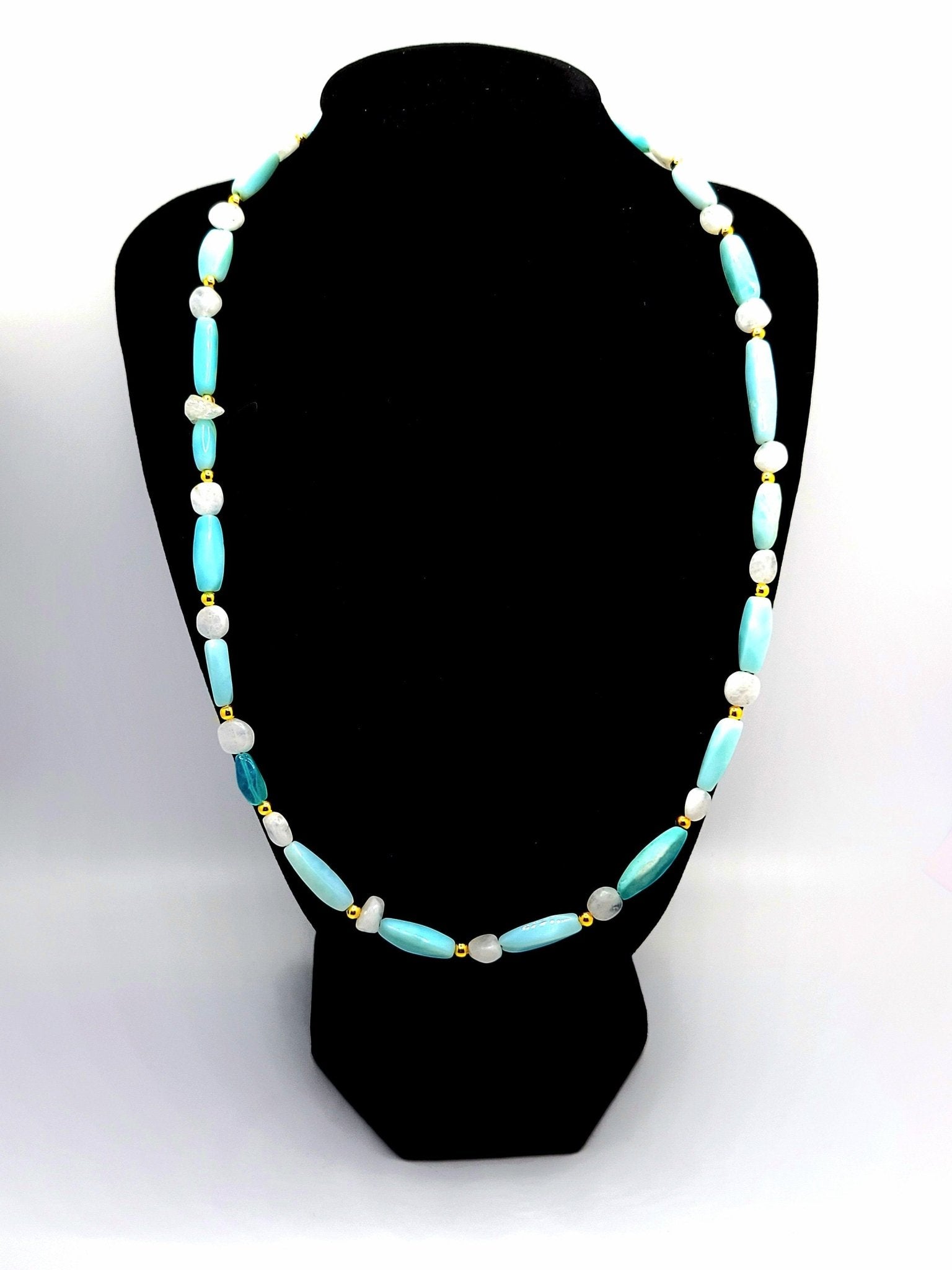 Elegant Blue Opal Necklace For Women - Strings Handmade