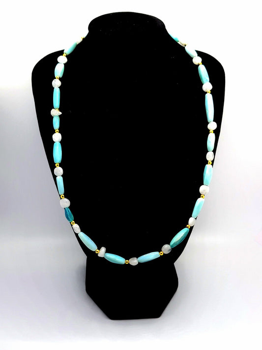 Elegant Blue Opal Necklace For Women - Strings Handmade