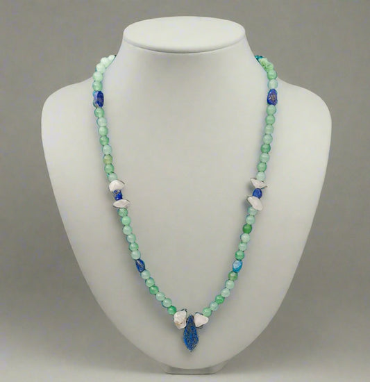 Green Aventurine, Lapis, And Moonstone Necklace