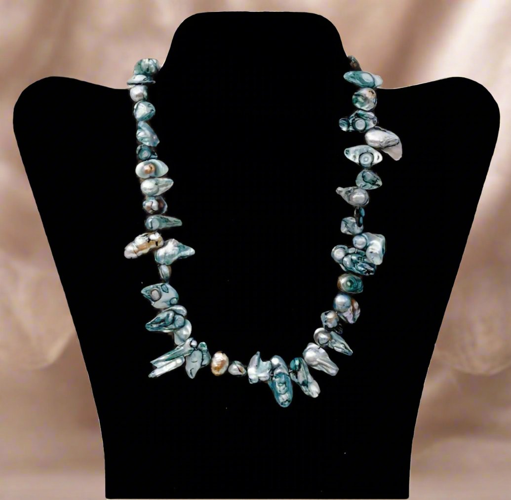 Blue Blister Pearl Statement Necklace