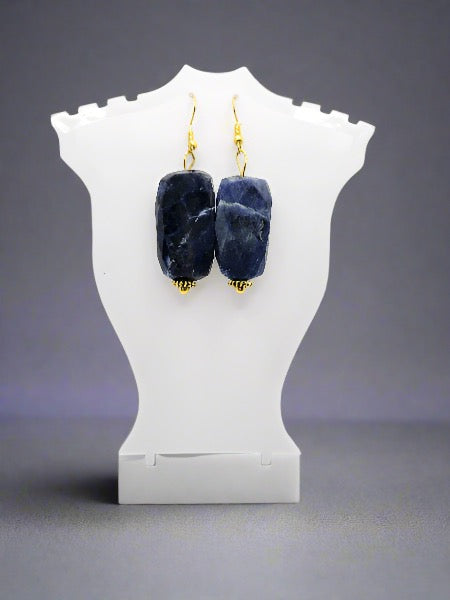 Lapis And Gold Tone Drop Earrings For Women