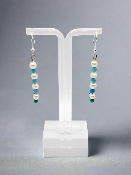 Blue Magnesite And Pearl Drop Earrings