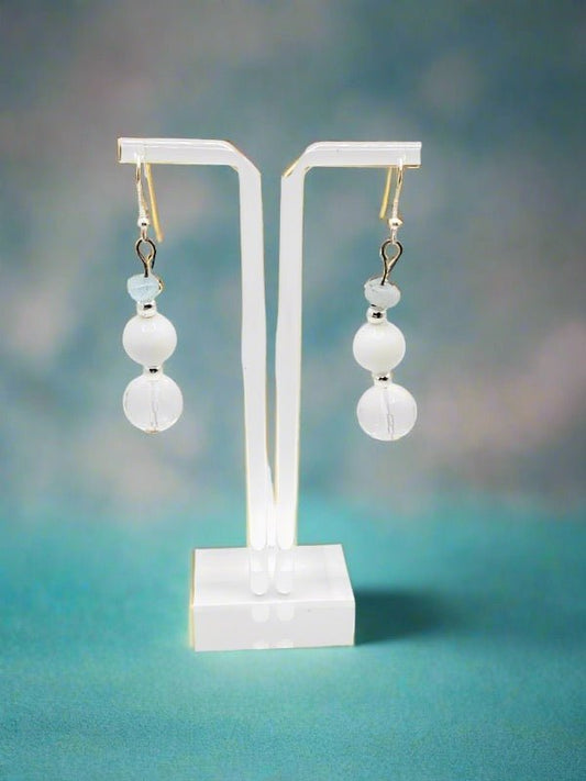Quartz Crystal Snow Queen Drop Earrings For Women - Strings Handmade