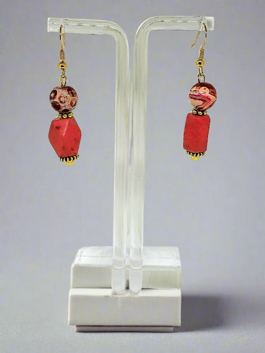 Red Jasper And Coral Earrings - Strings Handmade
