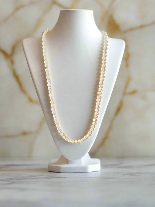 White Pearl Necklace - Strings Handmade